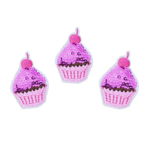 Pink Sequin Cupcake Iron-On Patches