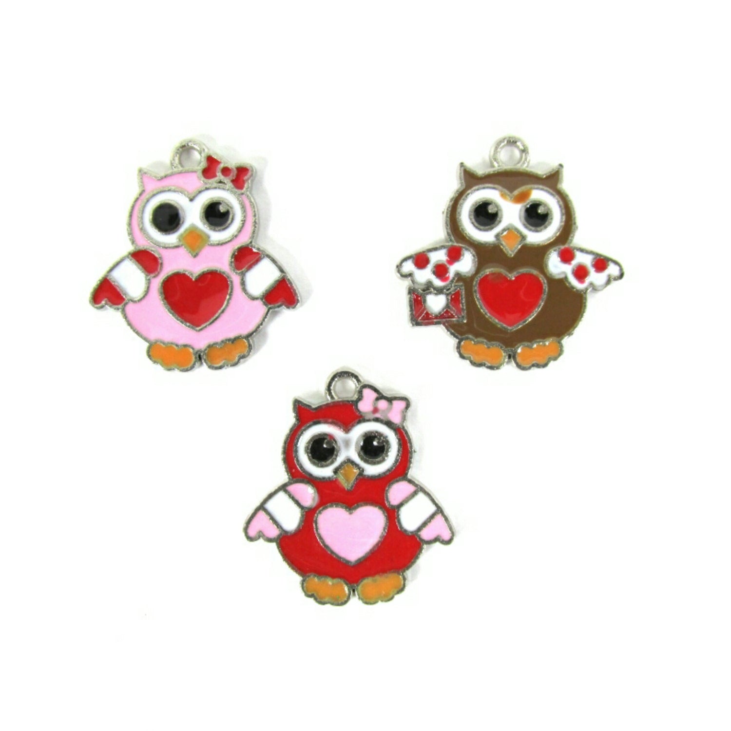 Valentines Day Owl Charms