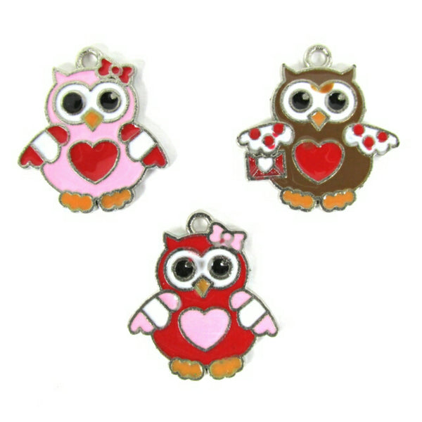 Valentines Day Owl Charms