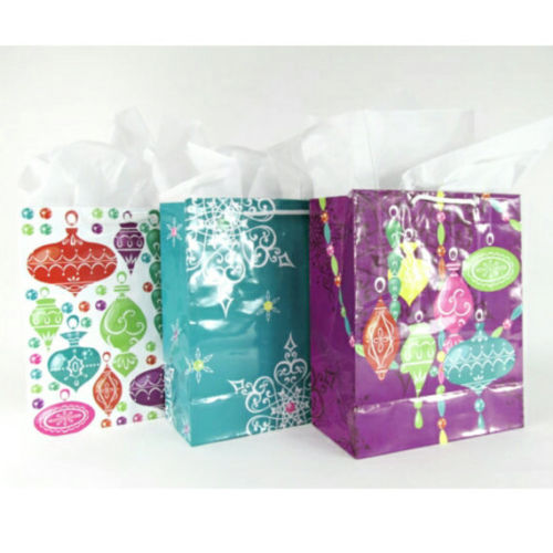 Assorted Christmas Holiday Paper Party Favor Wedding Gift Handle Bags - Set of 9