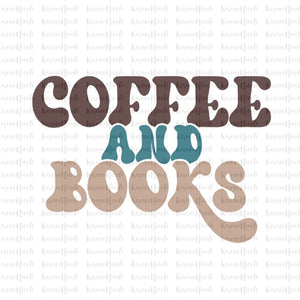 Coffee and Books Retro Art Sublimation PNG Format Instant Digital Download