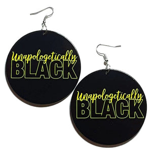 Unapologetically Black Yellow Statement Dangle Wood Earrings