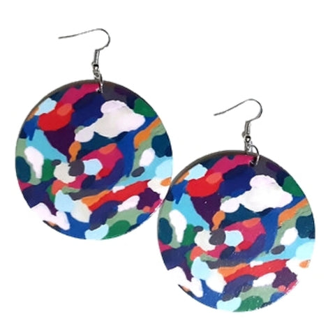 Camouflage in Color Statement Dangle Wood Earrings