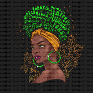 Queen Lime Green Headwrap Art Sublimation PNG Format Instant Digital Download