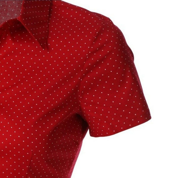 2Sable Red Polka Dot Short Sleeve Button Down Casual Plussize Top